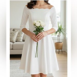 Zapaka Elegant White Dress